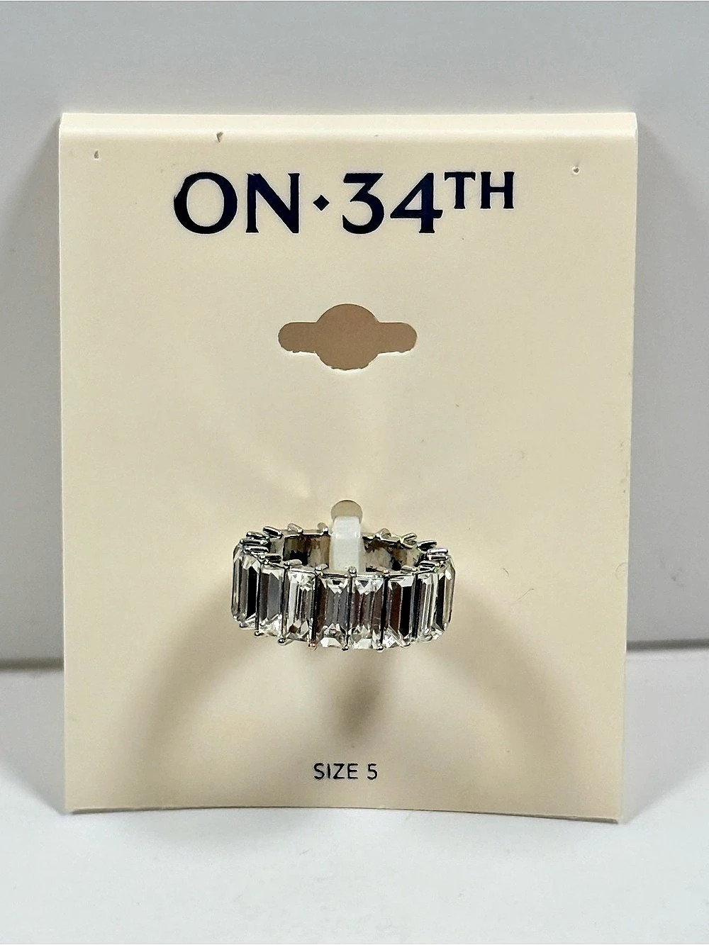 ON·34TH Tower Ring Silver Tone Ring Size 5 NWT
